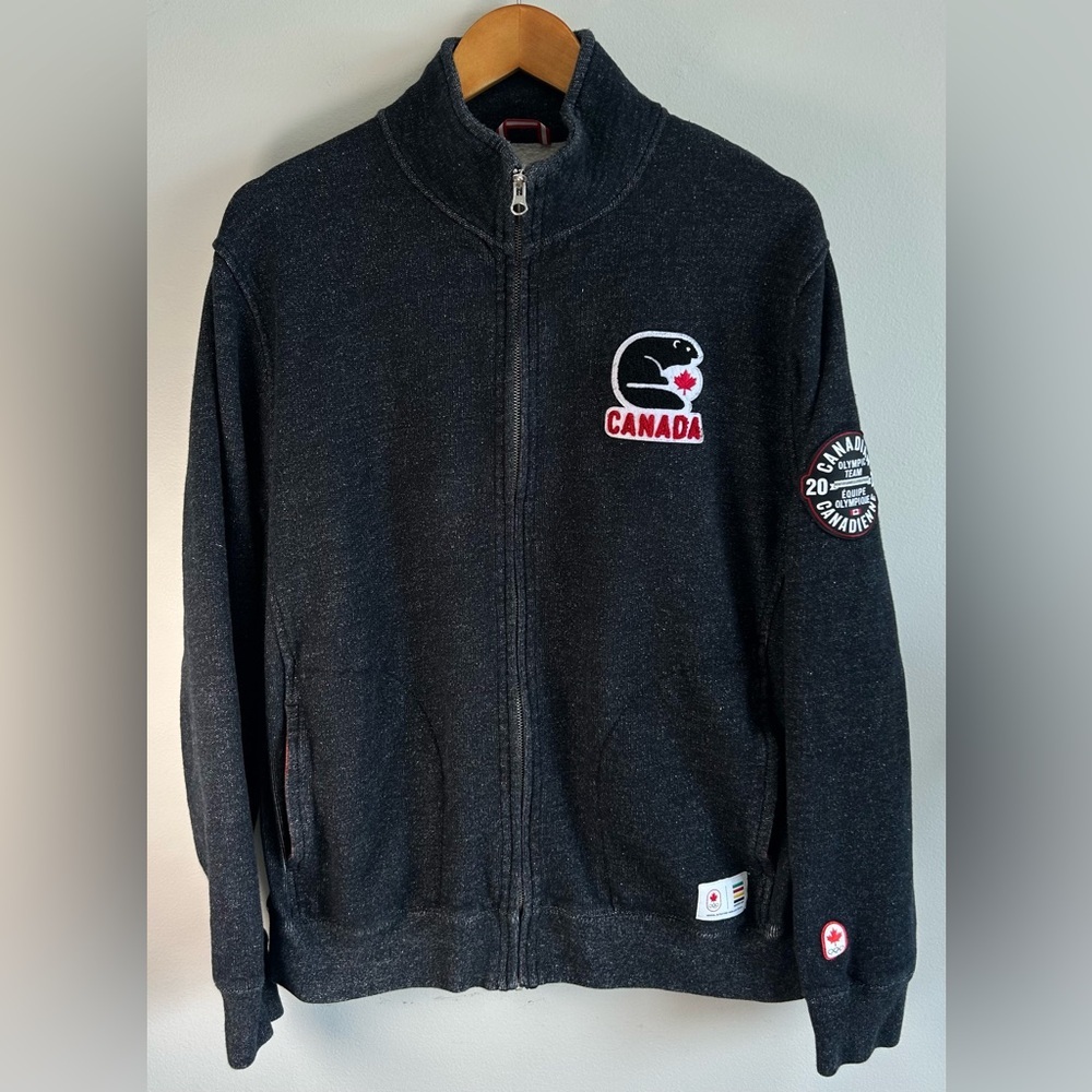 Hudson’s Bay Company Men’s Sweater Size L Full Zip Gray HBC Olympics Canada EUC